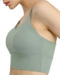 Holure Women Padded Sports Bra Fitness Workout Running Shirts Yoga Tank Top Green M