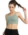 Holure Women Padded Sports Bra Fitness Workout Running Shirts Yoga Tank Top Green M