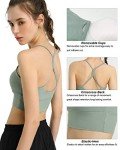 Holure Women Padded Sports Bra Fitness Workout Running Shirts Yoga Tank Top Green M