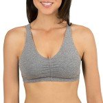 Fruit of the Loom Women's 3 Pack Shirred Front Sports Bra, Neon Pink Heather/White/Grey Heather, 40