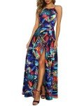Trendy Women's Floral Print Maxi Dress with Pockets