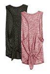 icyzone Workout Tank Top for Women - Tie Back Activewear Exercise Athletic Yoga Tops Running Gym Shirts(Pack of 2), Black/Red, Medium