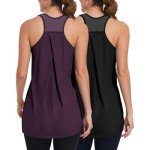 TAIPOVE Black Tank Top Long Tank Top for Women Cotton Undershirts Mesh Racerback Tanks Sleeveless Shirts 2 Packs