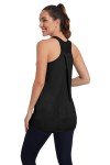 TAIPOVE Black Tank Top Long Tank Top for Women Cotton Undershirts Mesh Racerback Tanks Sleeveless Shirts 2 Packs