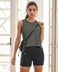 Pylnily 3 Pack Crop Tank Tops for Women Sleeveless Shirts Athletic Yoga Gym Workout Tops Casual Basic Crop Tops (Black/White/ArmyGreen-2XL)
