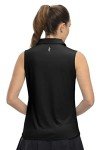 YSENTO Women's Sleeveless Golf Apparel Shirts Clothes Outfits Collared 1/4 Zip Tank Tops Quick Dry Tennis Polo Shirts Black XL