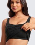 CRZ YOGA Butterluxe Workout Tank Tops for Women U Neck Padded Crop Tops Athletic Camisole Tops with Built in Bra Black X-Small