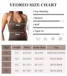 YEOREO Women's Halter Crop Top V Neck Workout Going Out Tank Top Hazel Padded Sleeveless Backless Trendy Summer Camisole Coffee Medium
