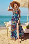 Trendy Women's Floral Print Maxi Dress with Pockets
