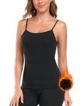 MOSCOAL Thermal Tank Top for Women Sleeveless Fleece Lined Top Thermal Undershirt Warm Camisoles Winter Vest Adjustable Straps Black Medium