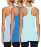 DYLH Long Tank Tops for Women Tunic Tank Tops Racerback Cotton Layering Undershirt Long Camisole Tank Tops Solid Color Athletic
