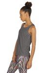icyzone Yoga Tops Activewear Workout Clothes Open Back Fitness Racerback Tank Tops for Women (M, Grey/Green)