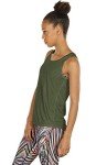 icyzone Yoga Tops Activewear Workout Clothes Open Back Fitness Racerback Tank Tops for Women (M, Grey/Green)