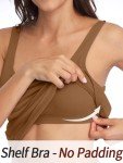 V FOR CITY Women's Cotton Tank Top with Shelf Bra Adjustable Wider Strap Camisole Basic Cami Tanks, Brown, X-Large