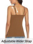 V FOR CITY Women's Cotton Tank Top with Shelf Bra Adjustable Wider Strap Camisole Basic Cami Tanks, Brown, X-Large