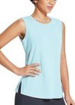 BALEAF Women's Workout Athletic Running Tank Tops Padless Loose Fit Crewneck Sleeveless Yoga Shirts Running Gym Clothes Blue S