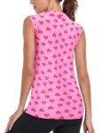 Misyula Athletic Tank Tops for Women,Quarter Zip UV Protection Dry Fit Golf Shirts Relaxed Fit Sleeveless Moisture Wicking Comfortable Tennis Workout Active Wear Outfits Heart Pink L