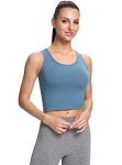 Cosy Pyro 4 Pack Cotton Crop Racerback Tank Tops for Women Basic Workout Crop Tanks Sleeveless Cropped Sport Shirts Black/Dark Gray/Blue/Wine L