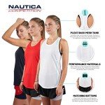 Nautica Competition 3 Pack Workout Tank Tops for Women Active Athletic Gym Workout Running Exercise Yoga Dry-Fit Fabric, Navy, Red, White, Small