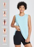 BALEAF Women's Workout Athletic Running Tank Tops Padless Loose Fit Crewneck Sleeveless Yoga Shirts Running Gym Clothes Blue S