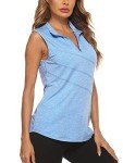 Koscacy Womens Workout Tank Tops,Polo Golf Tennis Shirt Sleeveless Quick-Drying Activewear Colourful Performance Stretch Athletic A-Line Hem Tank Tops Light Blue Large