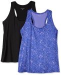 Amazon Essentials Women's Tech Stretch Racerback Tank Top (Available in Plus Size), Pack of 2, Black/Blue Marble, Small