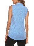Koscacy Womens Workout Tank Tops,Polo Golf Tennis Shirt Sleeveless Quick-Drying Activewear Colourful Performance Stretch Athletic A-Line Hem Tank Tops Light Blue Large