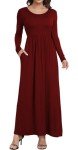 Wine Red Maxi Dress with Pockets for Women