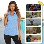 Koscacy Womens Workout Tank Tops,Polo Golf Tennis Shirt Sleeveless Quick-Drying Activewear Colourful Performance Stretch Athletic A-Line Hem Tank Tops Light Blue Large
