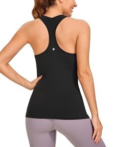 CRZ YOGA Women's Butterluxe Workout Tank Tops Racerback Tank Yoga Sleeveless Top Camisole Athletic Gym Shirt Black Medium