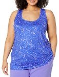 Amazon Essentials Women's Tech Stretch Racerback Tank Top (Available in Plus Size), Pack of 2, Black/Blue Marble, Small