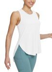 BALEAF Womens Yoga Tops Racerback Tank Loose Fit Workout Top Lightweight Sleeveless with Side Split Long Shirts Soft Breathable Shirt for Athletic Gym Exercise Casual White L