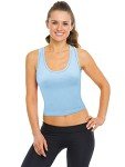 Geyoga 4 Pieces Basic Workout Crop Tank Tops Sleeveless Racerback Sport Tank Top for Women Yoga Running (Light Blue, Pink, Blue, White, Large)