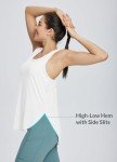 BALEAF Womens Yoga Tops Racerback Tank Loose Fit Workout Top Lightweight Sleeveless with Side Split Long Shirts Soft Breathable Shirt for Athletic Gym Exercise Casual White L