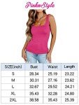 PINKMSTYLE Womens Square Neck Tank Tops Cute Double Layer Seamless Workout Tops Summer Sleeveless Shirts, Black, X-Large