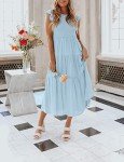 Light Blue Boho Flutter Sleeve Maxi Dress for Women