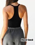 OZICERD Going Out Tank Tops for Women Basic Racerback Sleeveless Workout Top Yoga Gym Clothes Cute V-Neck Camisole Sport Femme Black S