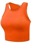 HATOPANTS Women's Cotton Activewear Exercise Fitness Shirts Sports Tank Tops, 911-orange, Small