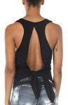 icyzone Open Back Workout Tops for Women - Athletic Activewear Shirts Exercise Yoga Tank Tops (M, Black)