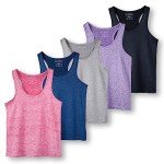 Real Essentials 5-Pack Women's Racerback Tank Top Dry-Fit Athletic Performance Yoga Activewear (Available in Plus Size), Set 7, Large