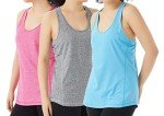 TEX2FIT 3-Pack Active Tank Tops for Women, Quick Dry Stretch Yoga Tops, Racerback Tank Top (3pcs Set) (Pink/Acqua/Grey, Medium)