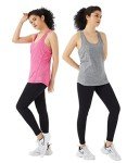 TEX2FIT 3-Pack Active Tank Tops for Women, Quick Dry Stretch Yoga Tops, Racerback Tank Top (3pcs Set) (Pink/Acqua/Grey, Medium)