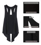 icyzone Open Back Workout Tops for Women - Athletic Activewear Shirts Exercise Yoga Tank Tops (M, Black)