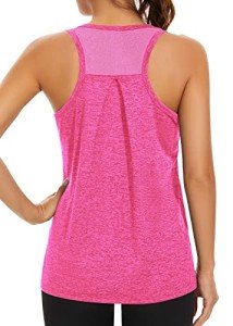 Workout Tank Tops for Women Gym Exercise Athletic Loose fit Yoga Tops Mesh Racerback Sports Shirts Pink