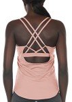 icyzone Workout Tank Tops Built in Bra - Women's Strappy Athletic Yoga Tops, Running Exercise Gym Shirts (L, Pale Blush)