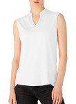 JHMORP Women's Golf Shirts Sleeveless Quick Dry V-Neck Tennis Sport Activewear Polo Tank Tops (White,CA M)