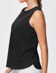 Dragon Fit Lightweight Workout Tank Tops for Women Sleeveless Yoga Shirts Side Split Loose Fit Athletic Tops with Curved Hem Black