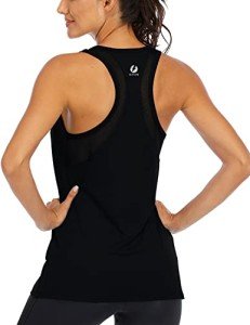 Fihapyli ICTIVE Workout Tank Tops for Women Loose fit Yoga Tops for Women Mesh Racerback Tank Tops Open Back Muscle Tank Workout Tops for Women Running Tank Tops Activewear Gym Tops Black XL
