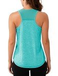 Aeuui Womens Workout Tops Sleeveless Racerback Tank Tops Mesh Yoga Athletic Running Shirts Gym Clothes for Women Lake Blue