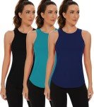 TAIPOVE Gym Tops Athletic Tank Tops for Women High Neck Sleeveless Tops Mesh Tops Sports Activewear 3 Packs